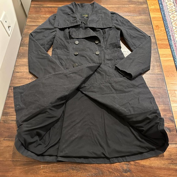 Vaute Couture vegan waxed canvas cotton trench coat jacket in black size XS - Picture 6 of 10